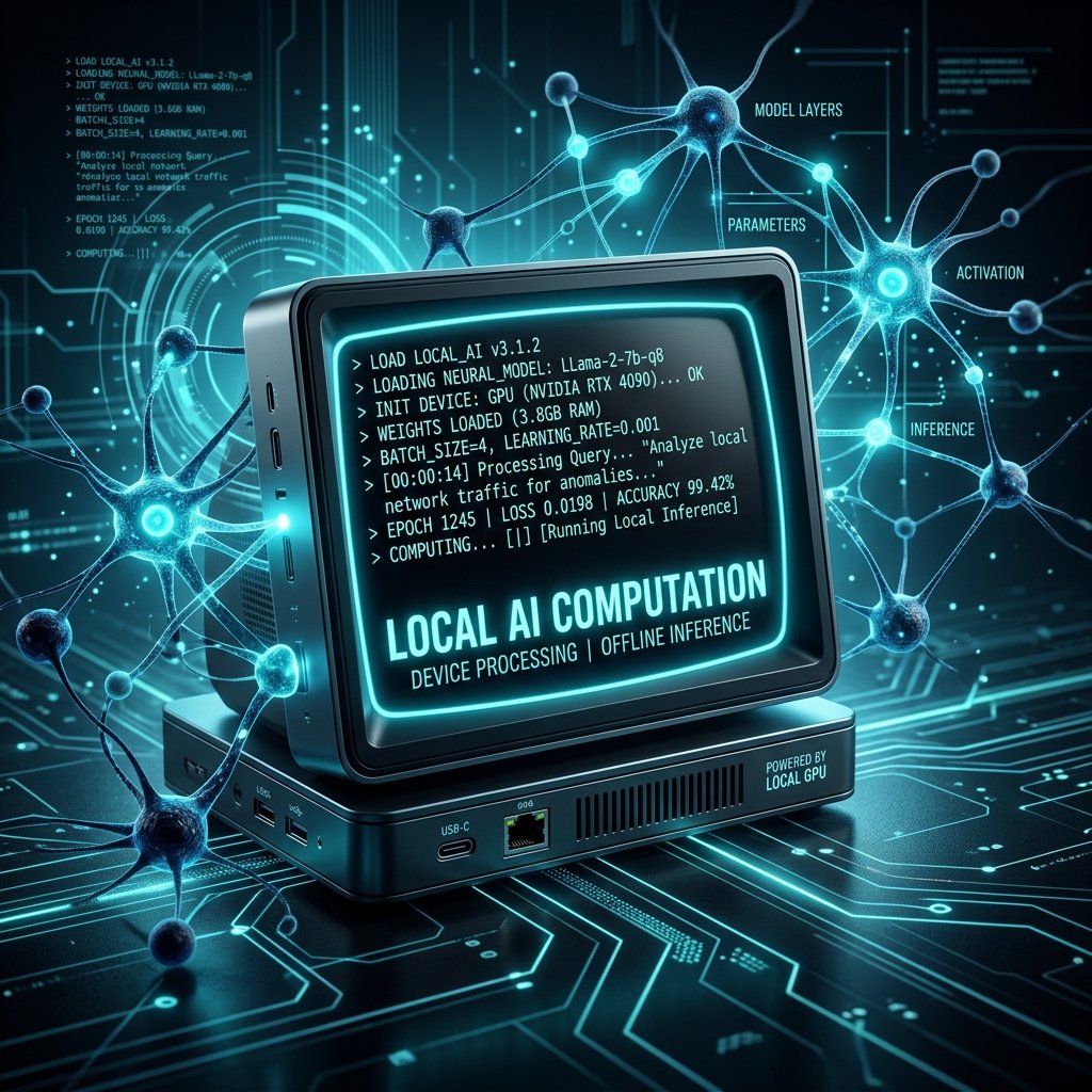 Local server terminal executing model instructions